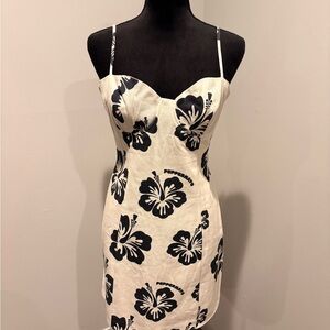 Peppermayo Cream Dress with Black Floral Print